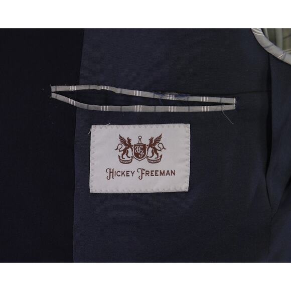 Hickey Freeman Navy Blue Blazer Metal Logo Buttons Jacket Wool 40R - Picture 7 of 8